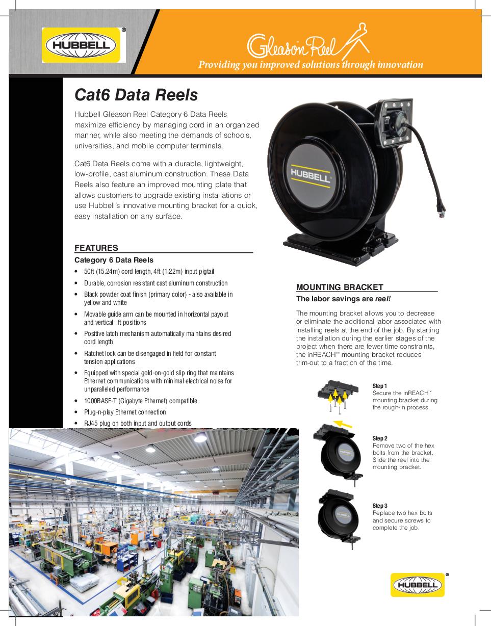  Cable Management: Pre-Engineered Products: Cord Reels: CAT6 Data Reels