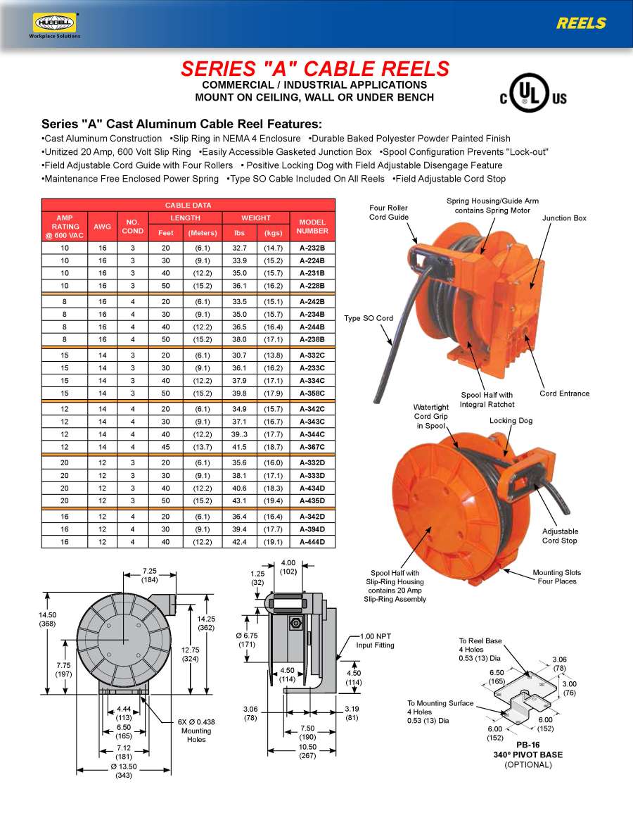 Gleason Series ''A'' Cast Aluminum Cable Reels